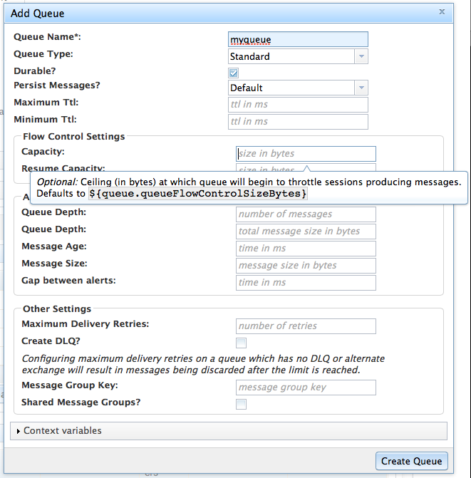 Example add dialogue showing field level help