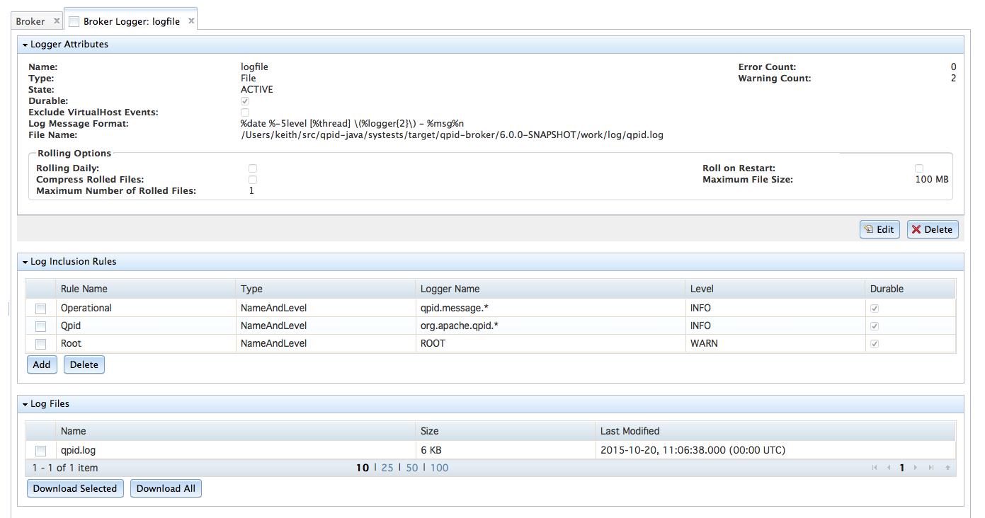 Viewing a file logger