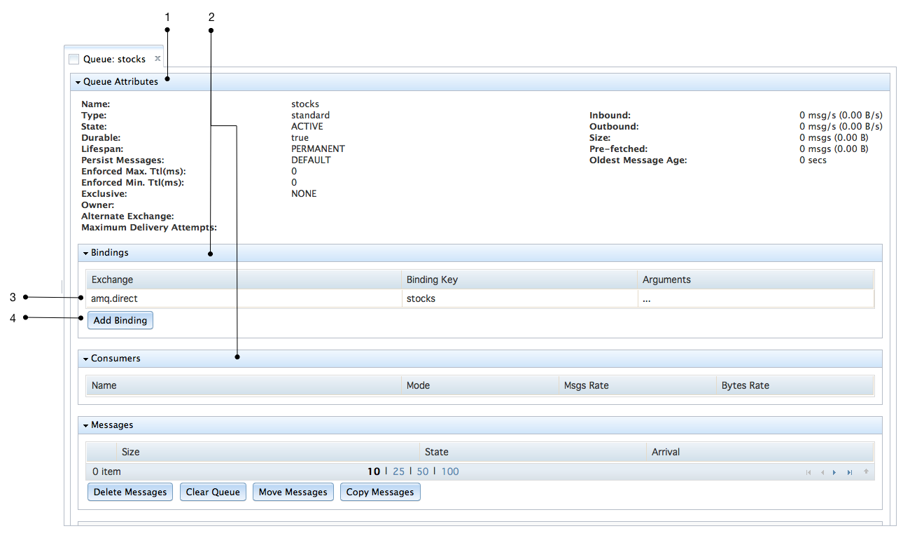 A tab within the Web Consle